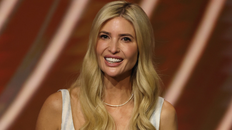 Ivanka Trump wearing a white dress