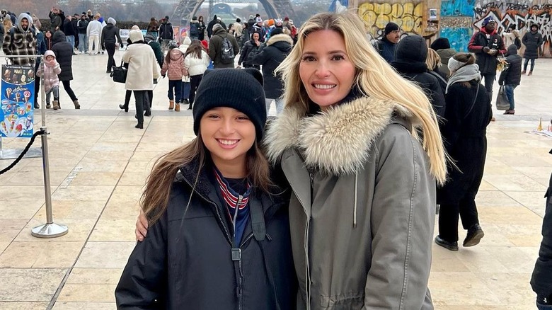 Ivanka Trump, Arabella Kushner posing outdoors