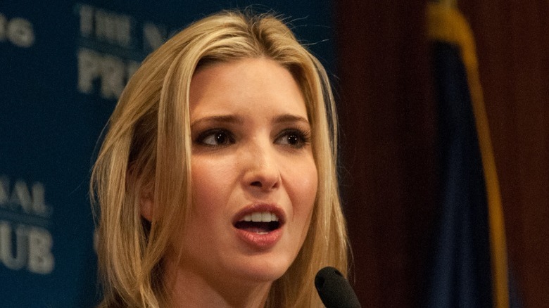 Ivanka Trump speaking, looking confused