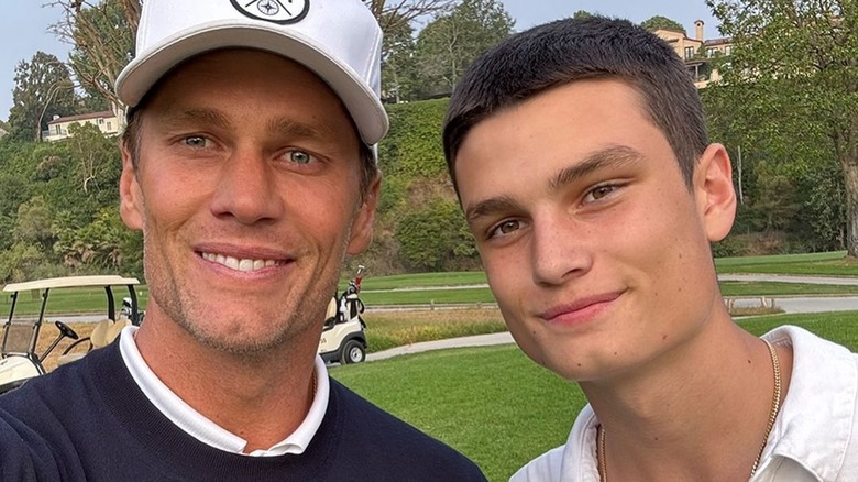 Tom Brady taking a selfie with his son Jack Brady