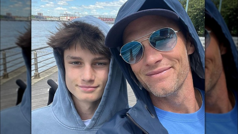 Tom Brady taking a selfie with his son Jack Brady