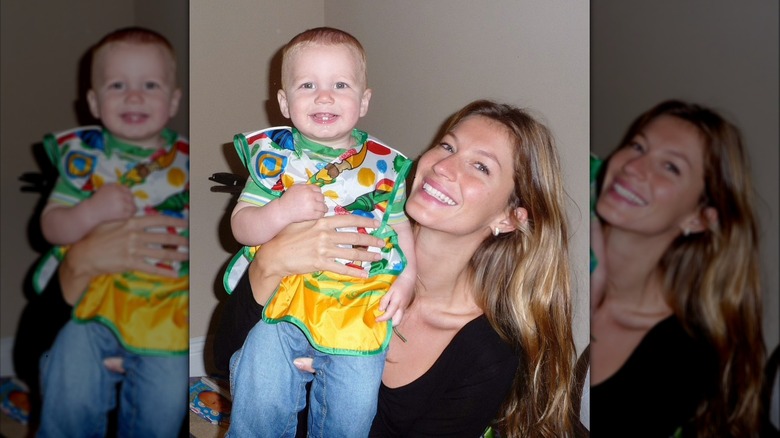 Gisele Bündchen holding baby Jack Brady