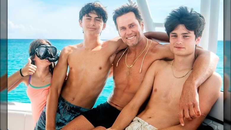 Tom Brady and kids on boat