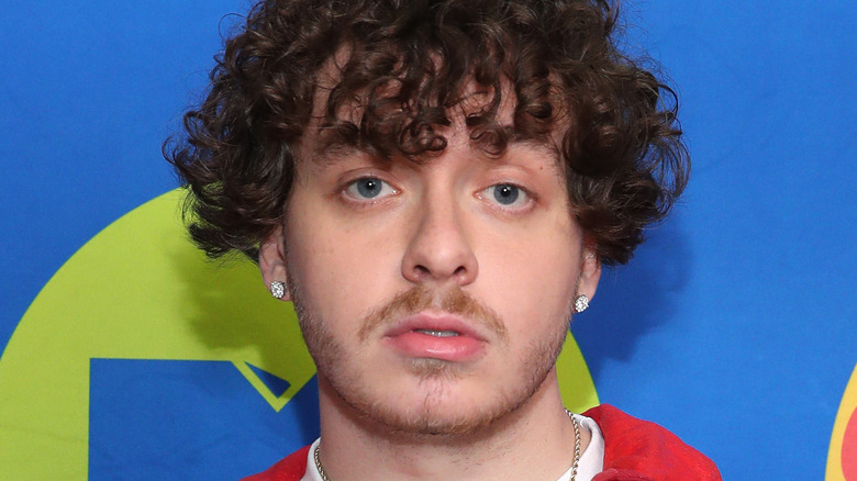 Jack Harlow wearing red leather