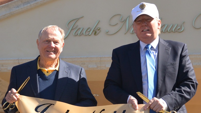 Jack Nicklaus and Donald Trump at the unveiling of the Jack Nicklaus Villa at Trump National Doral in 2015