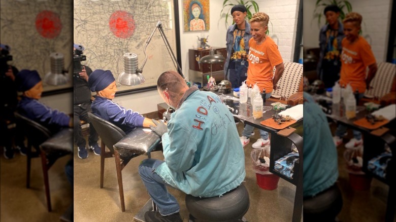 Jada Pinkett Smith getting a tattoo on "Red Table Talk"