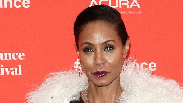 Jada Pinkett Smith wearing purple lipstick