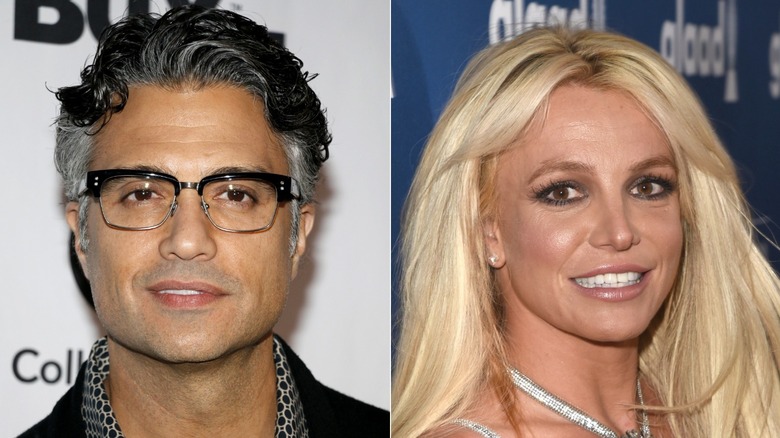 Jaime Camil posing and Britney Spears smiling 