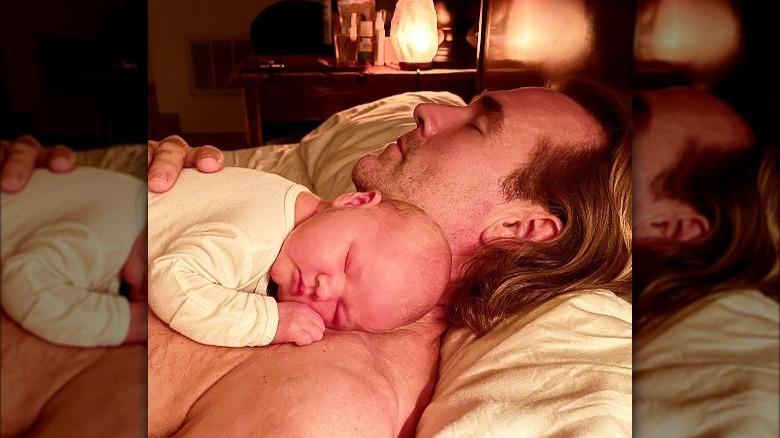 James Van Der Beek with his son