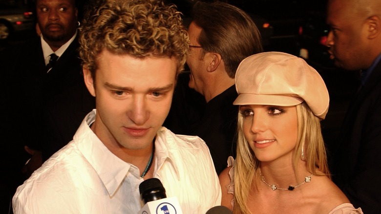 Britney Spears and Justin Timberlake talking