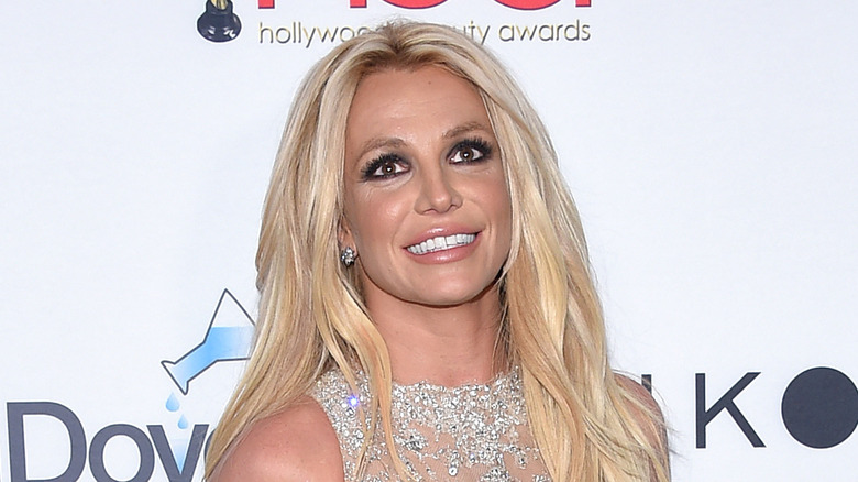 Britney Spears in beaded minidress