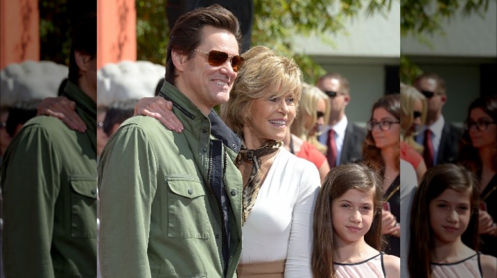 Jane Fonda and Viva Vadim with Jim Carrey