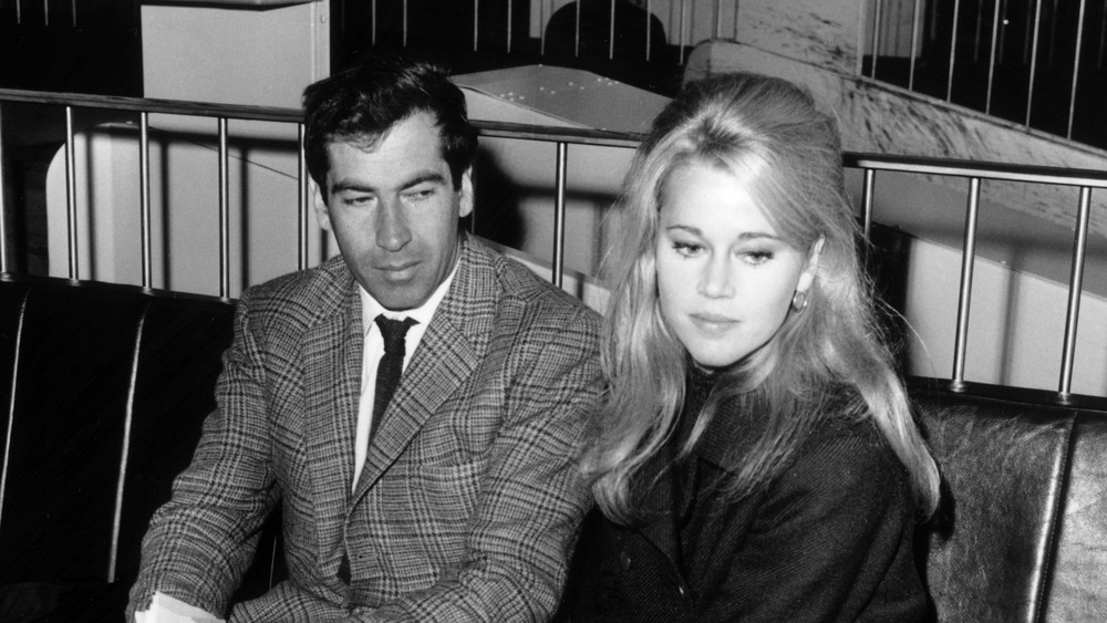 Jane Fonda and Roger Vidim looking miserable in London