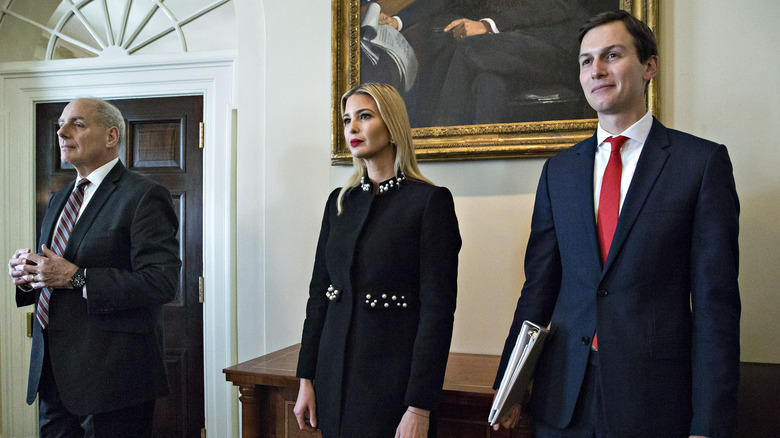 John F. Kelly, Ivanka Trump, and Jared Kushner at a cabinet meeting