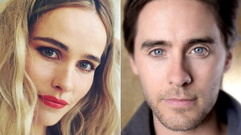 Isabel Lucas with red lips, Jared Leto with stubble