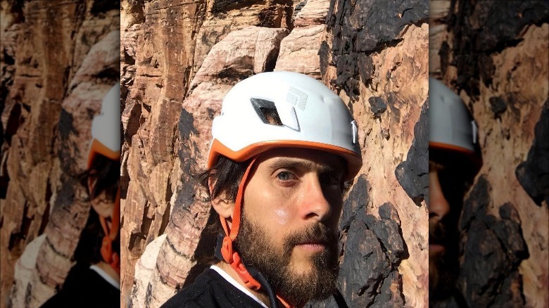 Jared Leto rock climbing