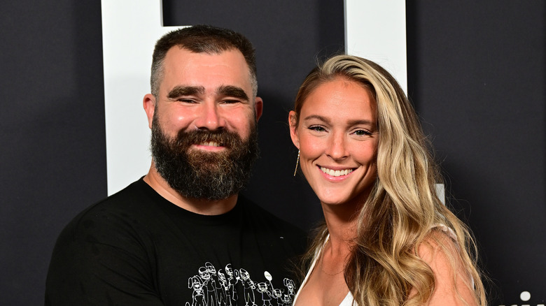 Jason and Kylie Kelce smile together on red carpet
