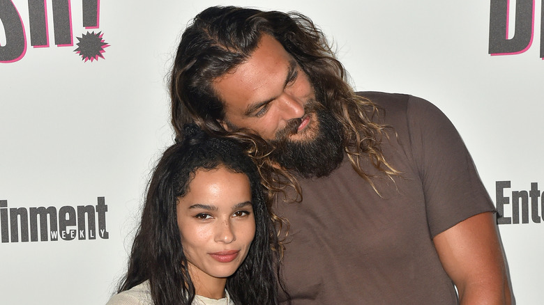 Jason Momoa and Zoe Kravitz smiling