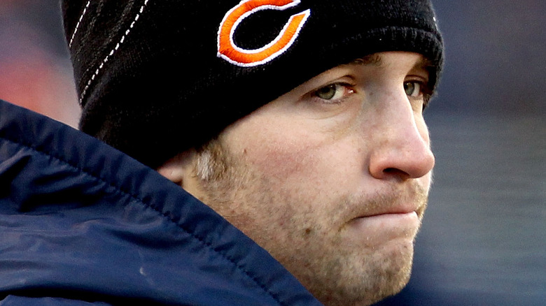 Jay Cutler frowns at a game