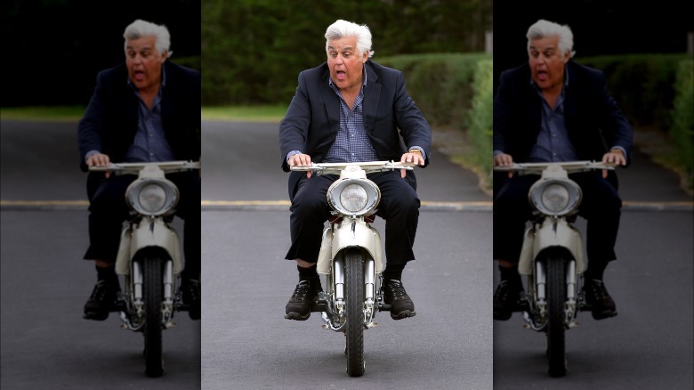 Jay Leno riding vintage motorcyle