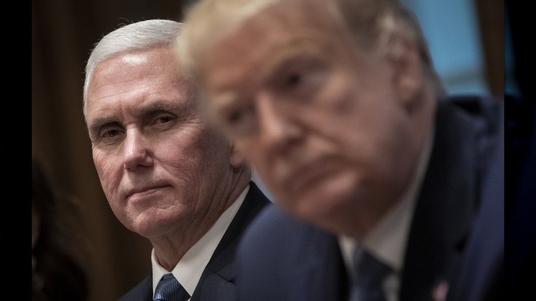 Mike Pence glaring at Donald Trump