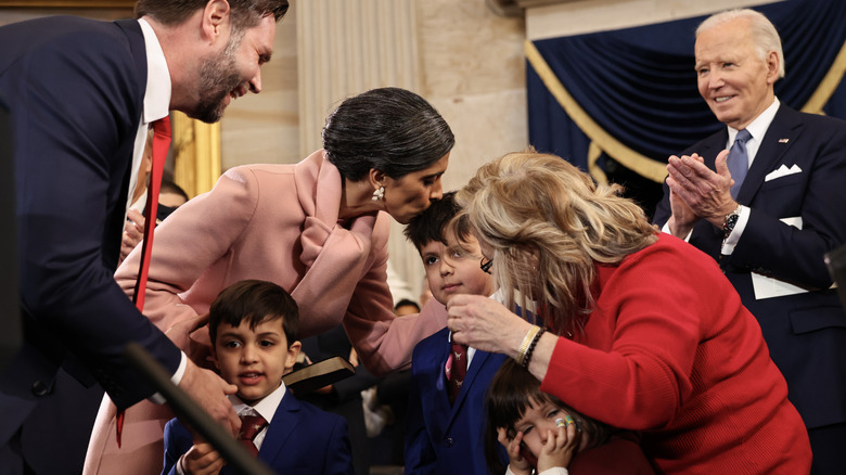 JD Vance with Usha Vance, their kids, and Beverly Aikins