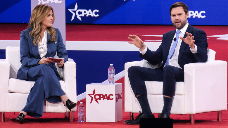 JD Vance giving a talk at the 2025 CPAC