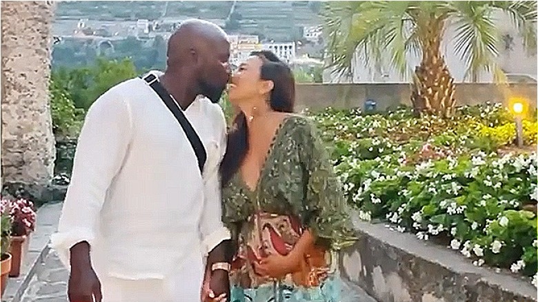 Jay "Jeezy" Jenkins and pregnant Jeannie Mai kissing