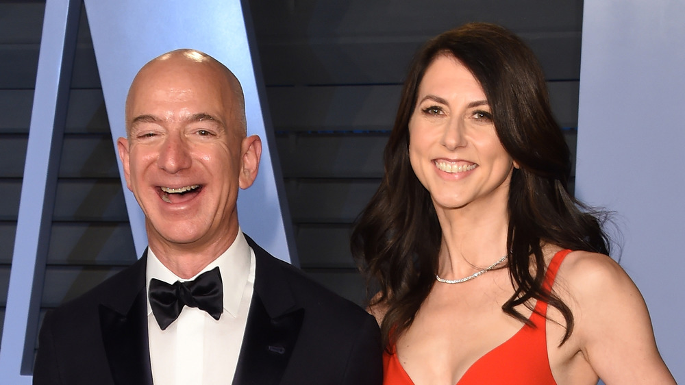 Jeff and MacKenzie Bezos posing at an event