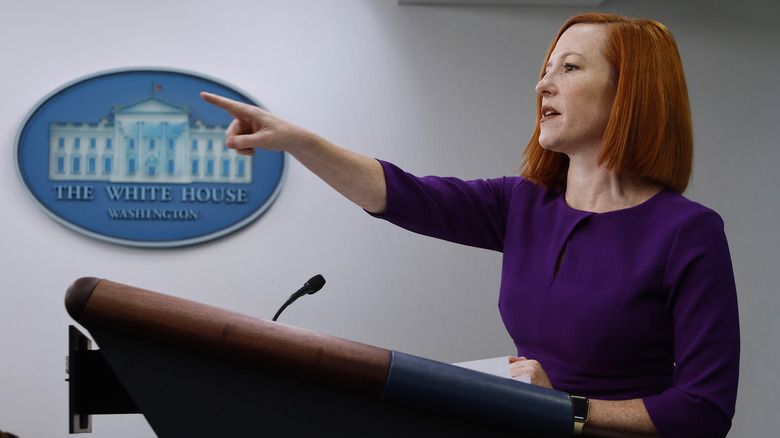 Jen Psaki at the podium