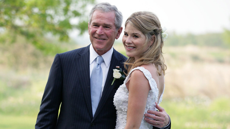 Jenna Bush Hager and George W. Bush pose on her wedding day