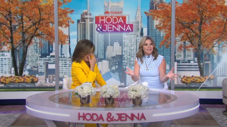 Hoda Kotb laughing as Jenna Bush Hager speaks