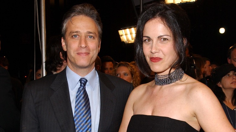 Jon Stewart, Tracy McShane smiling