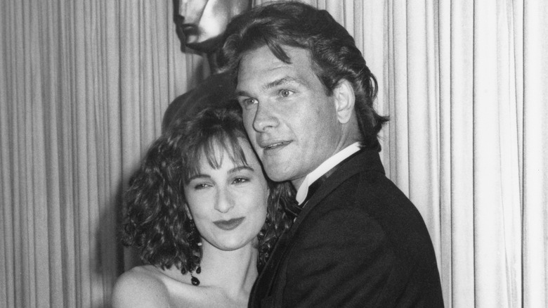 Jennifer Grey posing with Patrick Swayze 