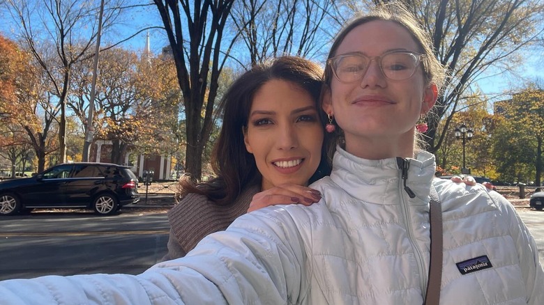 Lynda Lopez and Violet Affleck hanging out on Yale street