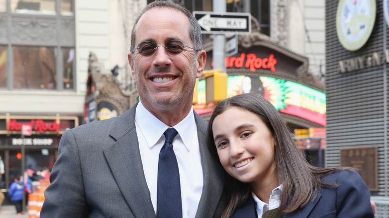 Jerry Seinfeld and daughter, Sascha Seinfeld, smiling