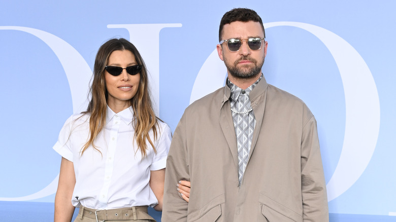 Jessica Biel and Justin Timberlake pose together