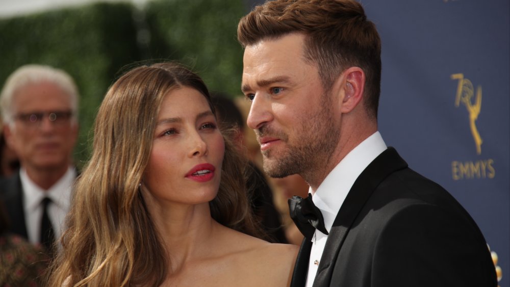 Jessica Biel and Justin Timberlake attend the 70th Emmy Awards at Microsoft Theater