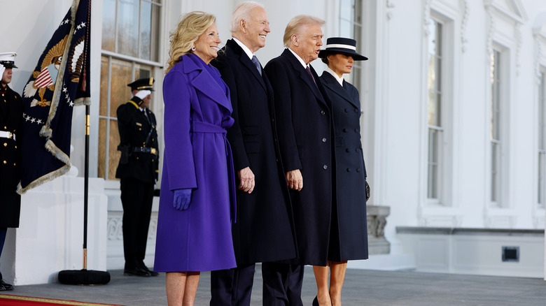 The Bidens and the Trumps pose together on Inauguration day.