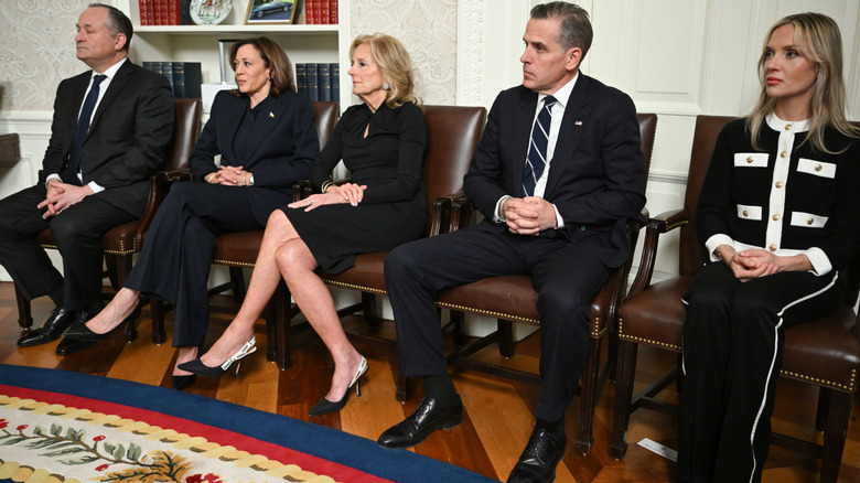 Doug Emhoff, Kamala Harris, Jill Biden, Hunter Biden and Melissa Cohen Biden at Joe Biden's farewell address.