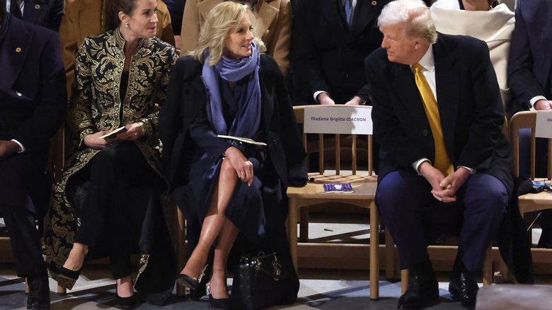 Ashley and Jill Biden speaking to Donald Trump at the Notre-Dame reopening.