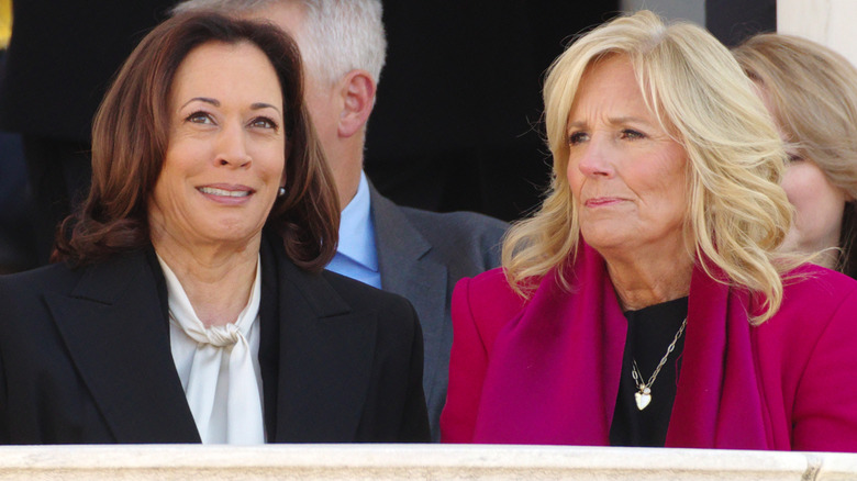 Kamala Harris and Jill BIden sitting next to each other