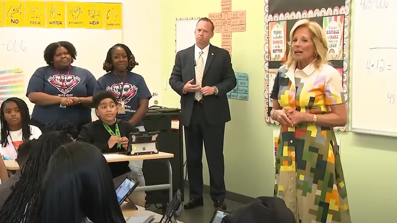 Jill Biden addressing students