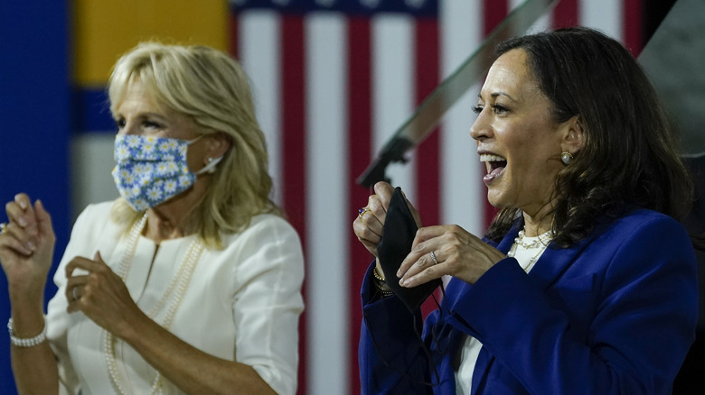 Jill Biden and Kamala Harris together