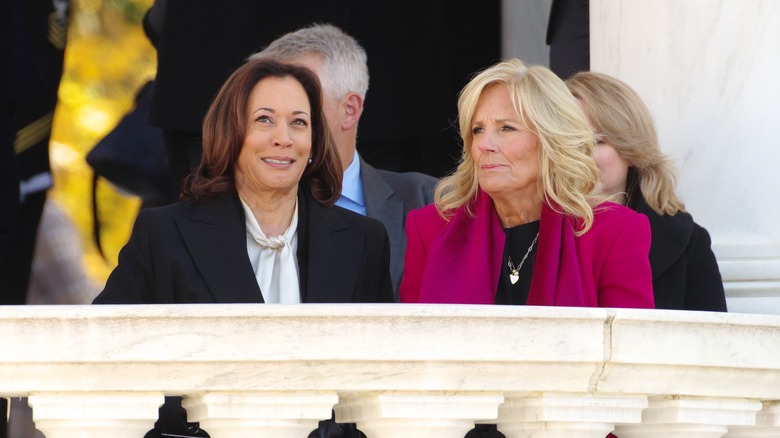 Kamala Harris and Jill Biden at the 2024 Veterans Day ceremony