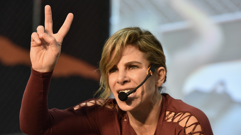 Jillian Michaels leading a workout in 2019