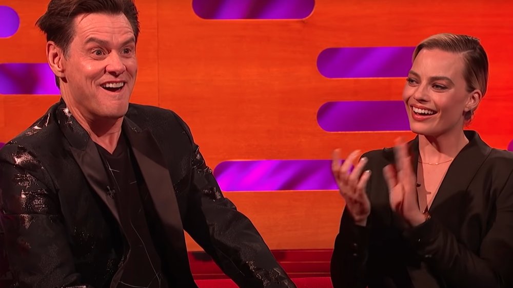 Jim Carrey and Margot Robbie on an episode of The Graham Norton Show 