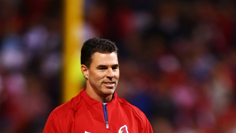 Jim Edmonds first pitch at baseball game