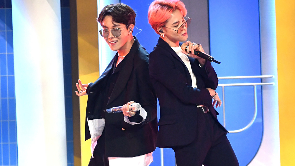 BTS stars J-Hope and Jimin posing