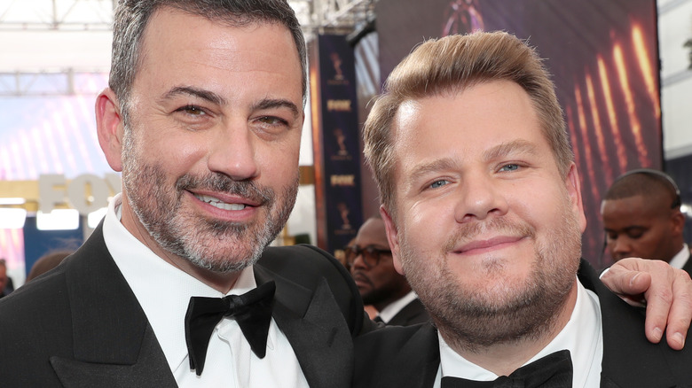 Jimmy Kimmel and James Corden posing